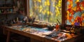 Artistic Stained Glass Workshop Interior Royalty Free Stock Photo