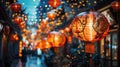 Celebrating Chinese New Year with Colorful Lanterns on Decorated Streets Royalty Free Stock Photo