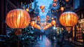 Celebrating Chinese New Year with Colorful Lanterns on Decorated Streets Royalty Free Stock Photo
