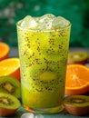 iced kiwi and orange flavored fruit juice in glass