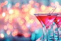 Elegant Cocktail Glasses with Colorful Bokeh, Celebration Concept