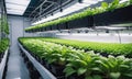 Indoor Hydroponic Farming Under LED Lights Royalty Free Stock Photo