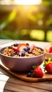 Healthy Breakfast Bowl with Fresh Berries and Granola, AI Generated Royalty Free Stock Photo