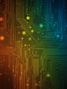 A vibrant image of a complex multi-colored circuit board design. Royalty Free Stock Photo