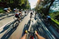 Dynamic First-Person View of a Cycling Race Royalty Free Stock Photo