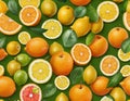 This vibrant image features a lush arrangement of tropical fruits and berries