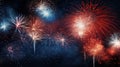 A vibrant image featuring fireworks exploding against a dark night sky. Royalty Free Stock Photo