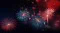 A vibrant image featuring fireworks exploding against a dark night sky. Royalty Free Stock Photo