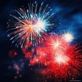 A vibrant image featuring fireworks exploding against a dark night sky. Royalty Free Stock Photo