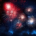 A vibrant image featuring fireworks exploding against a dark night sky. Royalty Free Stock Photo