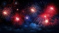A vibrant image featuring fireworks exploding against a dark night sky. Royalty Free Stock Photo