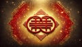 Traditional Chinese Double Happiness Symbol on Festive Background, AI Generated