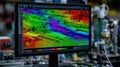 A vibrant image of hyperspectral data analysis displayed graphically on a screen with various color gradients Royalty Free Stock Photo