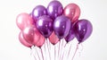 Joyful Celebration: Colorful Balloons Bundle in Pink and Purple for Various Birthday Themes on White Background Royalty Free Stock Photo