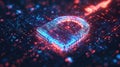 Neon Digital Lock Symbol Over Circuit Board Background Concept Royalty Free Stock Photo
