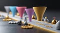 Exploring the Colorful Cups: A Visual Journey Through the Digital Marketing Funnel and Strategic Promotion Techniques Royalty Free Stock Photo