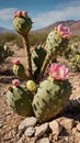 Prickly Pear Cactus in Bloom Royalty Free Stock Photo