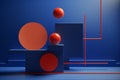 Geometric Harmony: Abstract Shapes in Blue and Orange Royalty Free Stock Photo