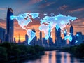 Global Network in Urban Landscape Royalty Free Stock Photo