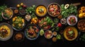 A vibrant image for World Vegan Day, a bountiful table filled with colorful, plant-based dishes, AI generated