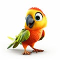 Cute 3d Pixar Parrot Smiling - Isolated Cartoon Illustration Royalty Free Stock Photo