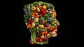 Human head made of fruits and vegetables