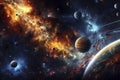 Fantasy Space Landscape with Colorful Planets Royalty Free Stock Photo