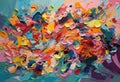 Vibrant Impasto Painting with Bold Colors for Modern Wall Art.