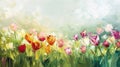 Vibrant Impressionistic Tulip Field in Spring