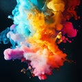 Vibrant ink clouds in water creating dynamic multicolored abstract design Royalty Free Stock Photo