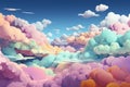 Vibrant innocence colorful flat clouds for a lively and childish atmosphere