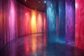 Vibrant installation of colored panels creating a multisensory experience in an artistic space during evening hours Royalty Free Stock Photo