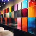 Vibrant Glass Panel Wall: A Fusion Of Color And Reflection