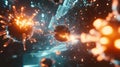 Visualization of antibodies engaging pathogens in a dynamic microscopic environment. Generative AI