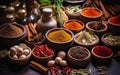 Vibrant Interconnections: A Fiery Palette of Spices and Herbs on