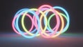 Vibrant Interlocking Neon Circles Create Mesmerizing Abstract Light Display Royalty Free Stock Photo