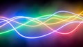 Colorful neon light waves on dark. Royalty Free Stock Photo