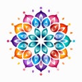 Colorful Mandalay Flower Symbol: A Graphic Art Representation Of Human Connections