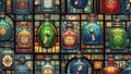 Mystical Stained Glass Potion Bottles Seamless Pattern Royalty Free Stock Photo