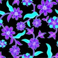Vibrant and intricate traditional floral pattern with bold lines and detailed botanical elements. Royalty Free Stock Photo