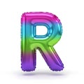 A vibrant iridescent foil letter r floating against a plain background Royalty Free Stock Photo