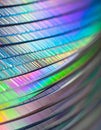 Vibrant Iridescent Light on Stacked Discs Royalty Free Stock Photo
