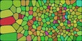 a vibrant, irregular mosaic pattern resembling a Voronoi diagram.