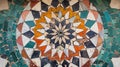 Vibrant Islamic Geometric Tile Pattern in Decay