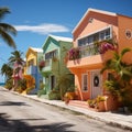 Vibrant island scenes colorful houses on Barbados, tropical delight