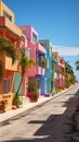 Vibrant island scenes colorful houses on Barbados, tropical delight