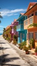 Vibrant island scenes colorful houses on Barbados, tropical delight