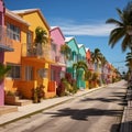 Vibrant island scenes colorful houses on Barbados, tropical delight