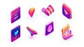 Isometric Social Media Icons