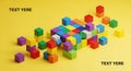 Abstract arrangement of multicolored geometric cubes Royalty Free Stock Photo